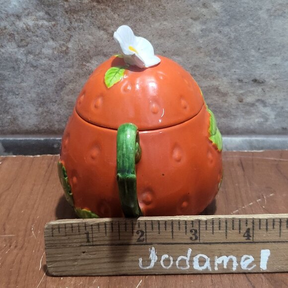 Vintage Strawberry Sugar Bowl with Lid - Picture 9 of 9